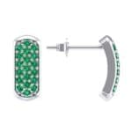 Curved Rectangle Pave Emerald Earrings (0.54 CTW) Top Dynamic View