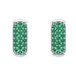 Curved Rectangle Pave Emerald Earrings (0.54 CTW) Side View