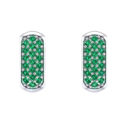 Curved Rectangle Pave Emerald Earrings (0.54 CTW) Side View