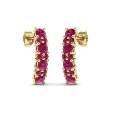 Curved Ruby Bar Earrings (0.22 CTW) Perspective View