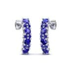 Curved Blue Sapphire Bar Earrings (0.22 CTW) Perspective View