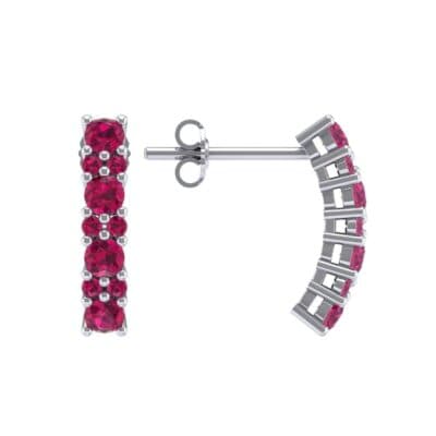 Curved Ruby Bar Earrings (0.22 CTW) Top Dynamic View