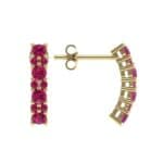 Curved Ruby Bar Earrings (0.22 CTW) Top Dynamic View