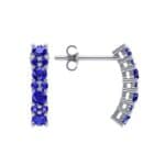Curved Blue Sapphire Bar Earrings (0.22 CTW) Top Dynamic View