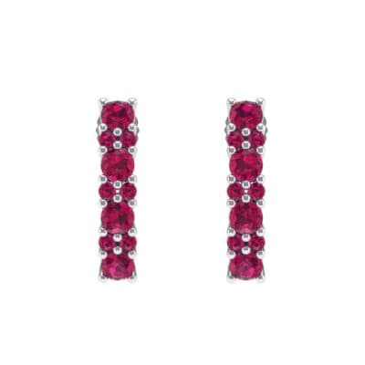 Curved Ruby Bar Earrings (0.22 CTW) Side View