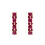Curved Ruby Bar Earrings (0.22 CTW) Side View