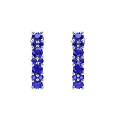 Curved Blue Sapphire Bar Earrings (0.22 CTW) Side View