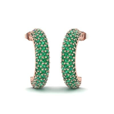 Half-Hoop Pave Emerald Earrings (2.53 CTW) Perspective View