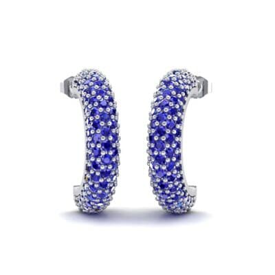 Half-Hoop Pave Blue Sapphire Earrings (2.53 CTW) Perspective View