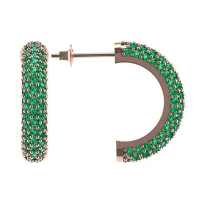 Half-Hoop Pave Emerald Earrings (2.53 CTW) Top Dynamic View