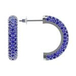 Half-Hoop Pave Blue Sapphire Earrings (2.53 CTW) Top Dynamic View
