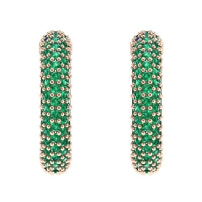 Half-Hoop Pave Emerald Earrings (2.53 CTW) Side View