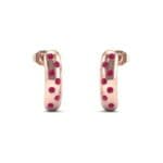 Curved Rectangle Bezel-Set Ruby Earrings (0.2 CTW) Perspective View