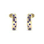 Curved Rectangle Bezel-Set Blue Sapphire Earrings (0.2 CTW) Perspective View