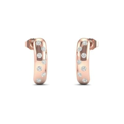 Curved Rectangle Bezel-Set Diamond Earrings (0.16 CTW) Perspective View