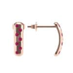 Curved Rectangle Bezel-Set Ruby Earrings (0.2 CTW) Top Dynamic View