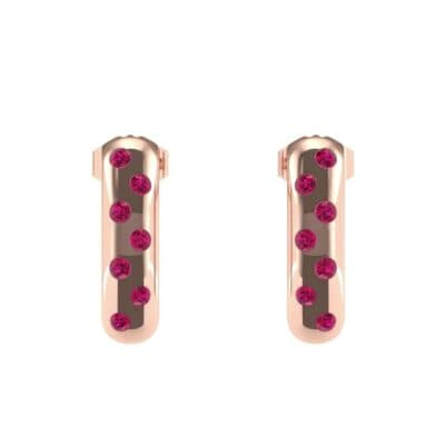 Curved Rectangle Bezel-Set Ruby Earrings (0.2 CTW) Side View