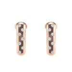 Curved Rectangle Bezel-Set Diamond Earrings (0.16 CTW) Side View