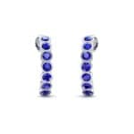 Seven-Stone Bubble Blue Sapphire Earrings (1.35 CTW) Perspective View
