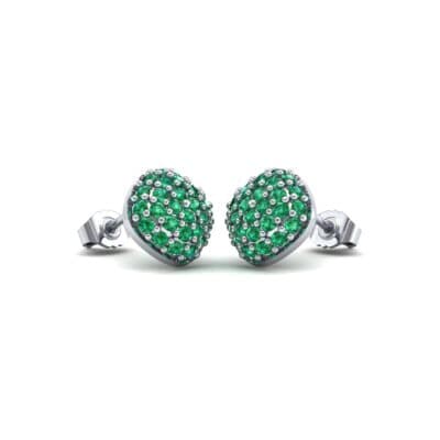 Pave Cushion Emerald Earrings (0.79 CTW) Perspective View