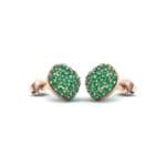 Pave Cushion Emerald Earrings (0.79 CTW) Perspective View