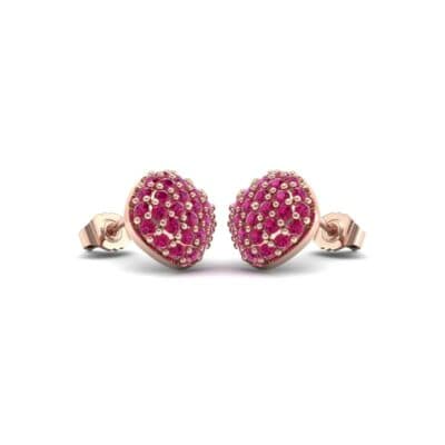 Pave Cushion Ruby Earrings (0.79 CTW) Perspective View