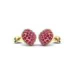 Pave Cushion Ruby Earrings (0.79 CTW) Perspective View