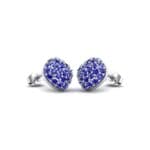 Pave Cushion Blue Sapphire Earrings (0.79 CTW) Perspective View
