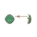 Pave Cushion Emerald Earrings (0.79 CTW) Top Dynamic View