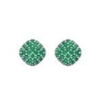 Pave Cushion Emerald Earrings (0.79 CTW) Side View