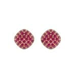 Pave Cushion Ruby Earrings (0.79 CTW) Side View