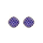 Pave Cushion Blue Sapphire Earrings (0.79 CTW) Side View
