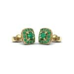 Square Halo Emerald Earrings (1.09 CTW) Perspective View