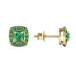 Square Halo Emerald Earrings (1.09 CTW) Top Dynamic View