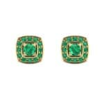Square Halo Emerald Earrings (1.09 CTW) Side View