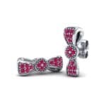 Pave Bow Tie Ruby Earrings (0.4 CTW) Perspective View