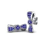 Pave Bow Tie Blue Sapphire Earrings (0.4 CTW) Perspective View