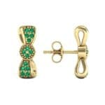 Pave Bow Tie Emerald Earrings (0.4 CTW) Top Dynamic View