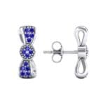 Pave Bow Tie Blue Sapphire Earrings (0.4 CTW) Top Dynamic View