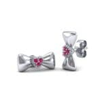 Pave Heart Bow Tie Ruby Earrings (0.09 CTW) Perspective View