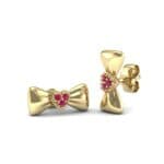 Pave Heart Bow Tie Ruby Earrings (0.09 CTW) Perspective View