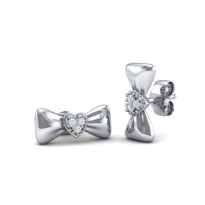 Pave Heart Bow Tie Diamond Earrings (0.07 CTW) Perspective View