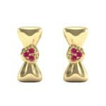 Pave Heart Bow Tie Ruby Earrings (0.09 CTW) Side View