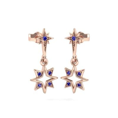 Falling Star Blue Sapphire Drop Earrings (0.16 CTW) Perspective View