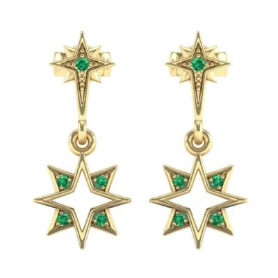 Falling Star Emerald Drop Earrings (0.16 CTW) Side View