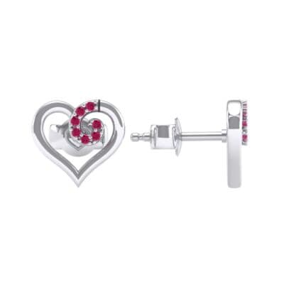 Swirl Heart Ruby Earrings (0.21 CTW) Top Dynamic View