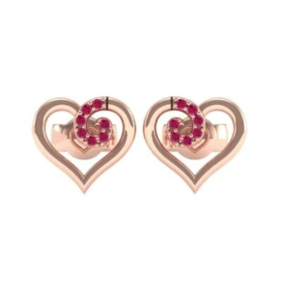 Swirl Heart Ruby Earrings (0.21 CTW) Side View