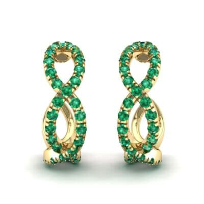 Pave Twist Emerald Hoop Earrings (1.65 CTW) Perspective View