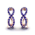Pave Twist Blue Sapphire Hoop Earrings (1.65 CTW) Perspective View