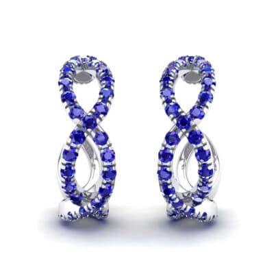 Pave Twist Blue Sapphire Hoop Earrings (1.65 CTW) Perspective View